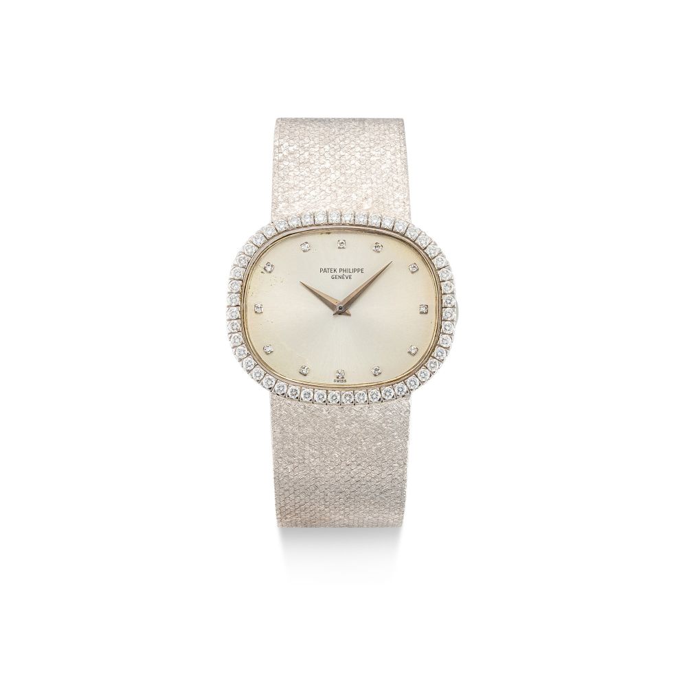 PATEK PHILIPPE | REFERENCE 3545/5 | A WHITE GOLD AND DIAMOND-SET BRACELET WATCH, CIRCA 1970 | 百達翡麗 | 型號3545/5 白金鑲鑽石鏈帶腕錶，約1970年製
