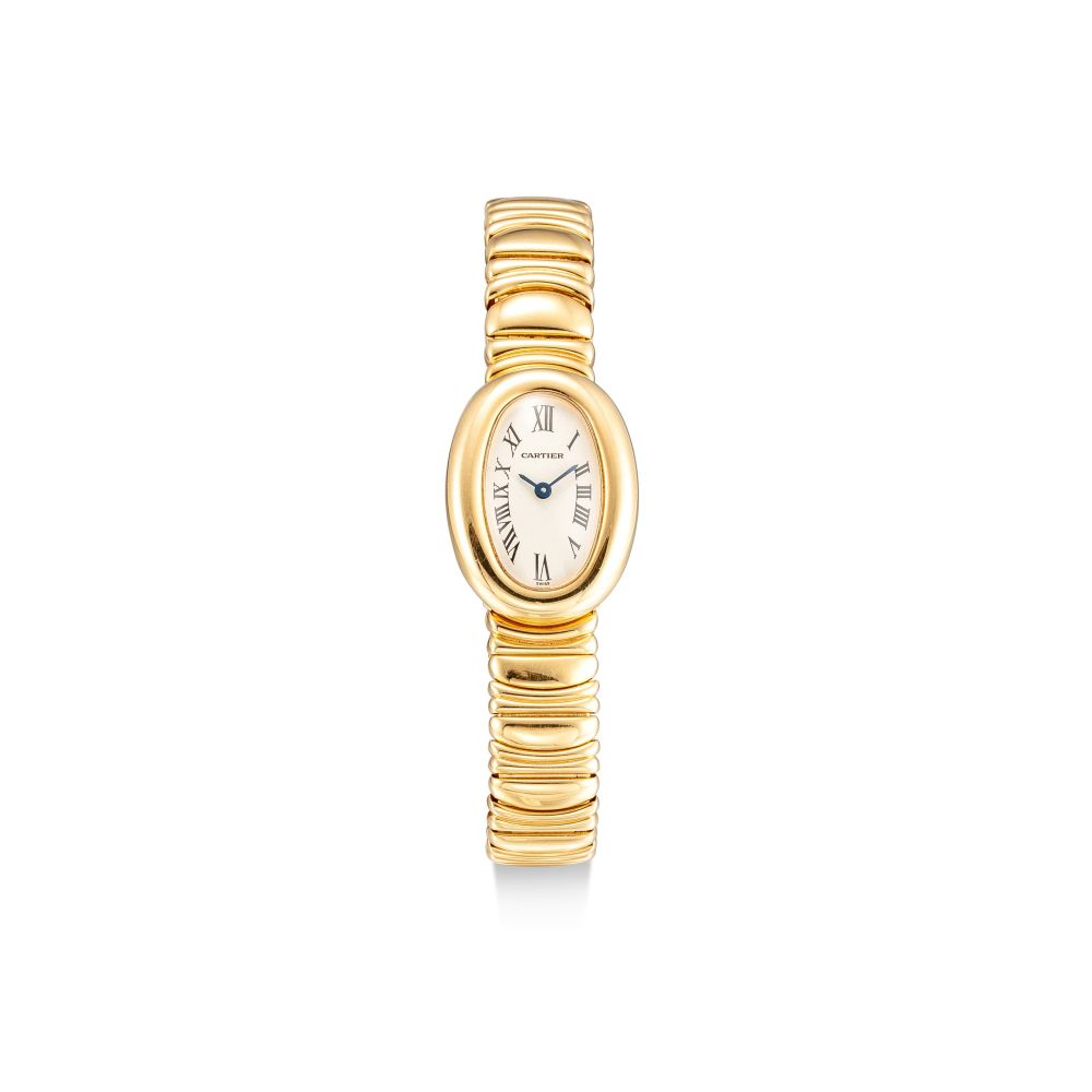 CARTIER | BAIGNOIRE JOAILLERIE, REFERENCE 1960 | A YELLOW GOLD WRISTWATCH WITH BRACELET, CIRCA 1996 | 卡地亞 | Baignoire Joaillerie 型號1960 黃金鏈帶腕錶，約1996年製