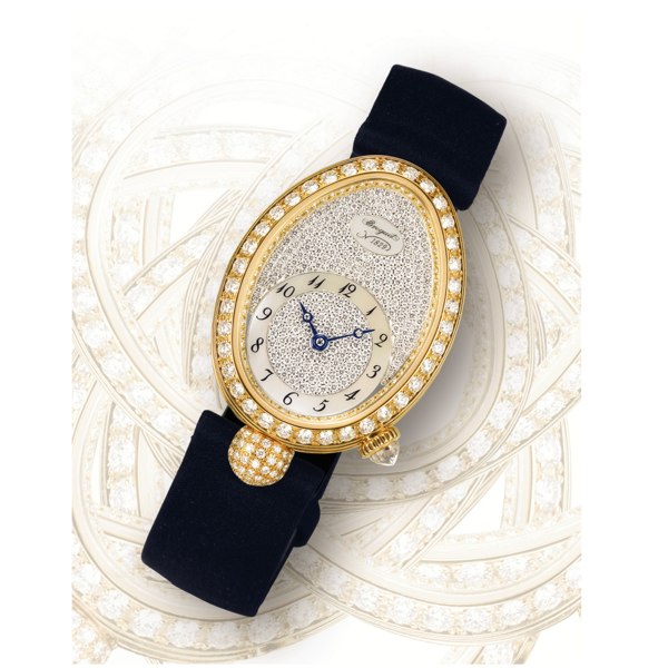 Breguet A LADY'S FINE YELLOW GOLD AND DIAMOND-SET OVOID-FORM AUTOMATIC WRISTWATCH WITH PAVÉ-SET DIAMOND DIAL CIRCA 2009 REF 8928 REINE DE NAPLES