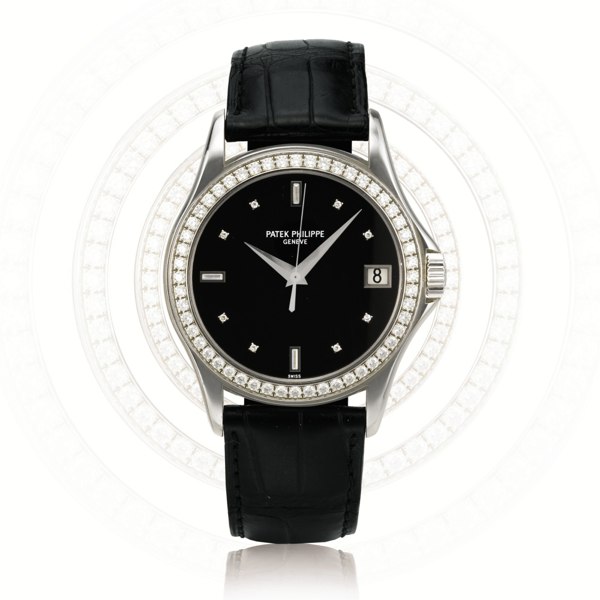 Patek Philippe A FINE WHITE GOLD AND DIAMOND-SET AUTOMATIC CENTER SECONDS WRISTWATCH WITH DATE MADE IN 2007 REF 5108G MVT 3407207 CASE 4404033 CALATRAVA