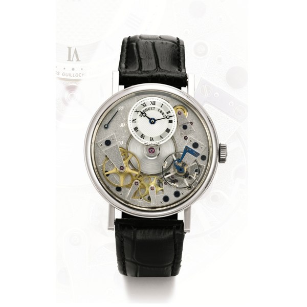Breguet A FINE WHITE GOLD SEMI-SKELETONIZED AUTOMATIC WRISTWATCH WITH POWER RESERVE CIRCA 2007 REF 7037 LA TRADITION NO 1447