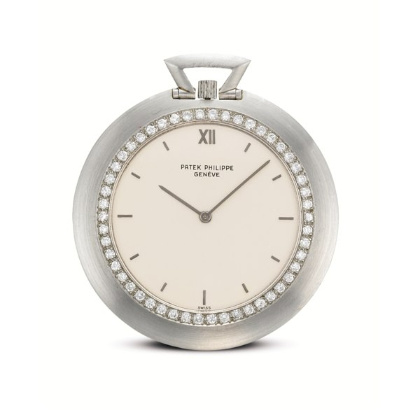 Patek Philippe A FINE AND EXTREMELY RARE PLATINUM AND DIAMOND-SET SLIM OPEN FACED KEYLESS LEVER WATCH MADE IN 1971 REF 855/2 MVT 1168721 CASE 432366