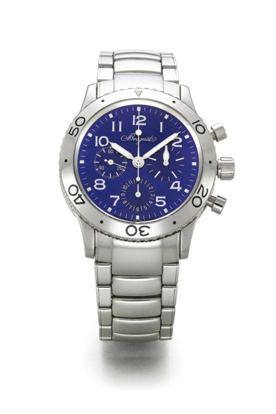 Breguet A STAINLESS STEEL AUTOMATIC FLYBACK CHRONOGRAPH WRISTWATCH WITH REGISTERS AND BRACELET REF 3807 NO 34249 TYPE XX AERONAVALE CIRCA 2000
