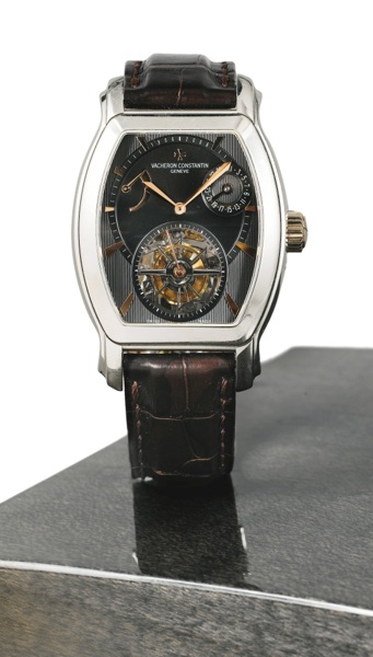 Vacheron Constantin A VERY RARE STAINLESS STEEL LIMITED EDITION TONNEAU TOURBILLON WRISTWATCH WITH POWER RESERVE AND DATE, SPECIAL DIAL MADE FOR THE GENEVA BOUTIQUE REF. 30145/000A-9246 NO. 07/10 CIRCA 2006
