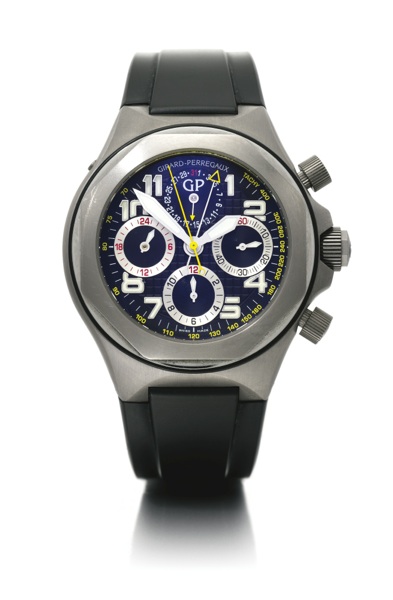 Girard-Perregaux A TITANIUM AUTOMATIC CHRONOGRAPH WRISTWATCH WITH DATE 24-HOUR INDICATION AND REGISTERS REF 80180 NO 538 LAUREATO EVO3 CIRCA 2006