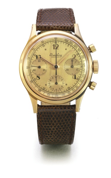 Breitling AN 18K PINK GOLD CHRONOGRAPH WRISTWATCH WITH REGISTERS REF 788 CASE 707752 CIRCA 1950