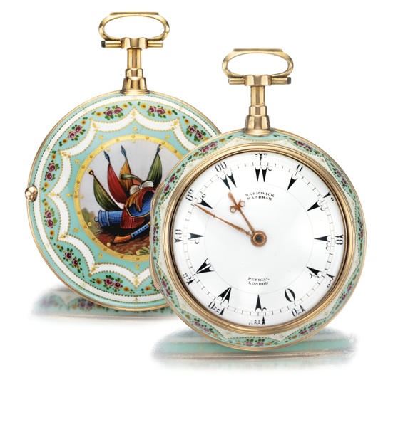 Markwick Markham Perigal London AN 18K YELLOW GOLD QUARTER REPEATING PAIR CASED WATCH FOR THE TURKISH MARKET CIRCA 1800 AND LATER
