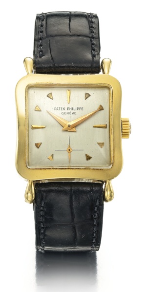 Patek Philippe AN 18K YELLOW GOLD CURVED SQUARE WRISTWATCH 1956 REF 2513 MVT 746516 CASE 695020