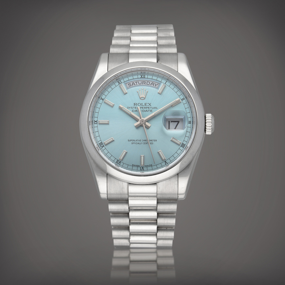 DayDate Reference 118206 A platinum wristwatch with day date bracelet and additional dial Circa 2000    DayDate  118206  2000