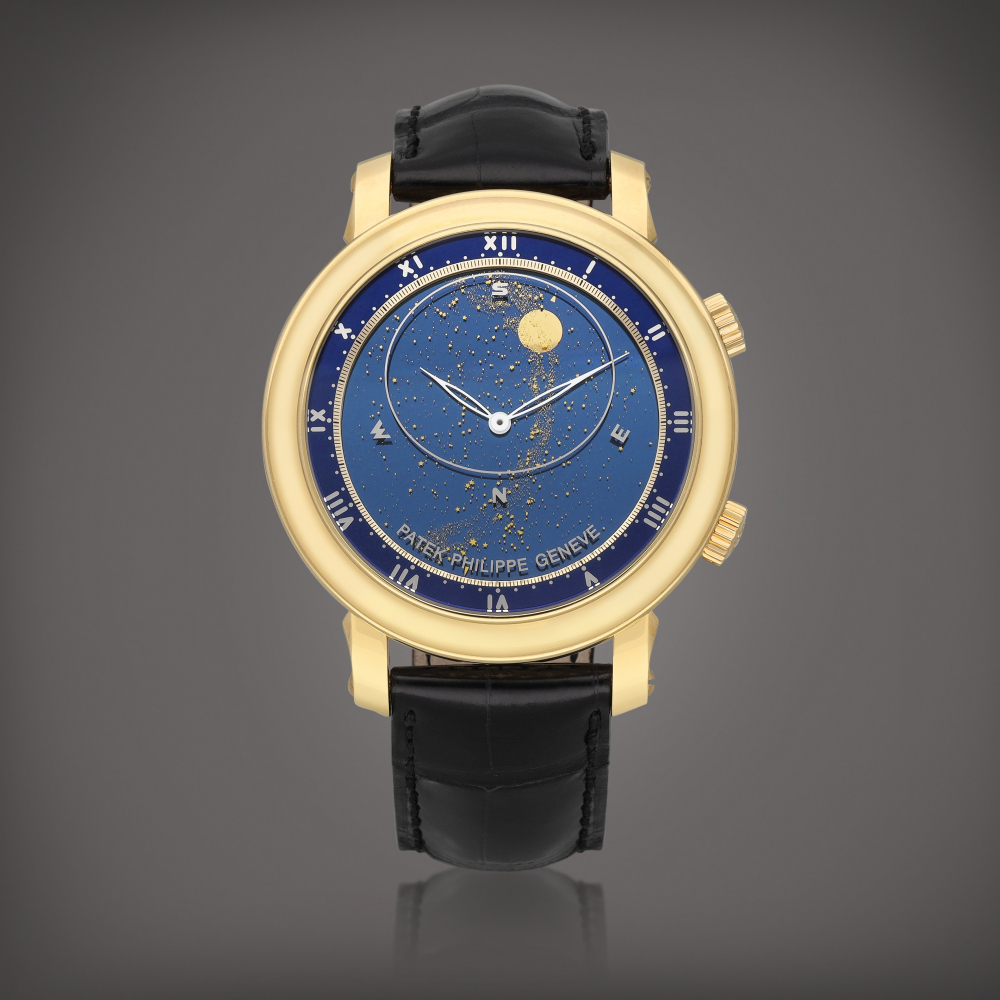 Celestial Reference 5102 A yellow gold astronomical wristwatch with sky chart phases and position of the Moon and time of Meridian passage of Sirius and the Moon Circa 2011    Celestial  5102  2011