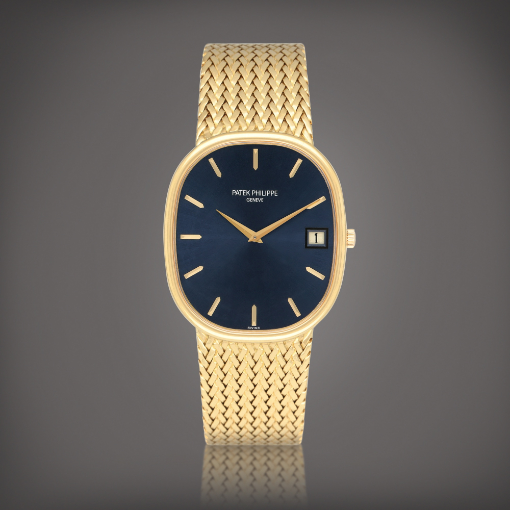 Golden Ellipse, Reference 3605/1 | A yellow gold wristwatch with date and bracelet | Circa 1979