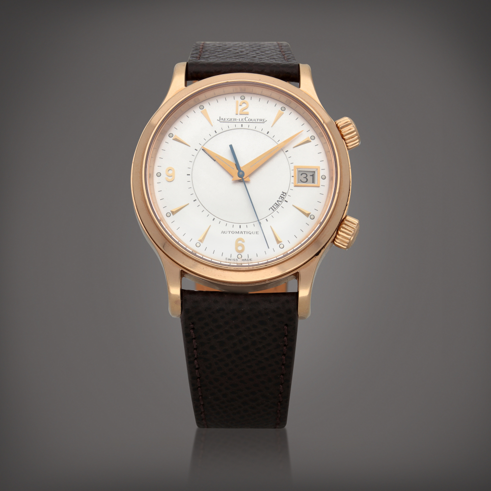 Master Control Reveil Alarm, Reference 141.2.97 | A pink gold wristwatch with alarm and date | Circa 2002