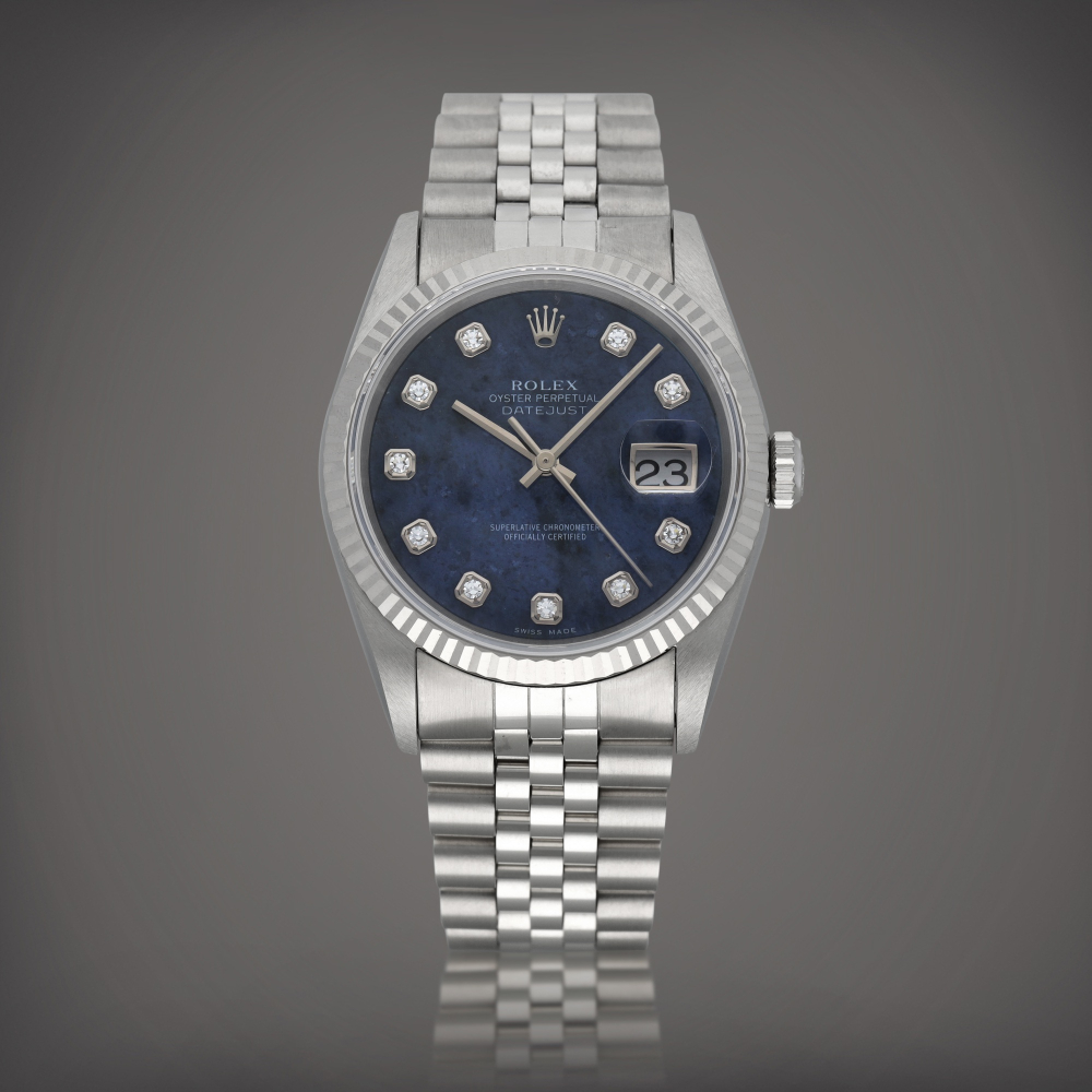 Datejust, Reference 16234 | A stainless steel and white gold wristwatch with diamond-set indexes, date and bracelet | Circa 1995