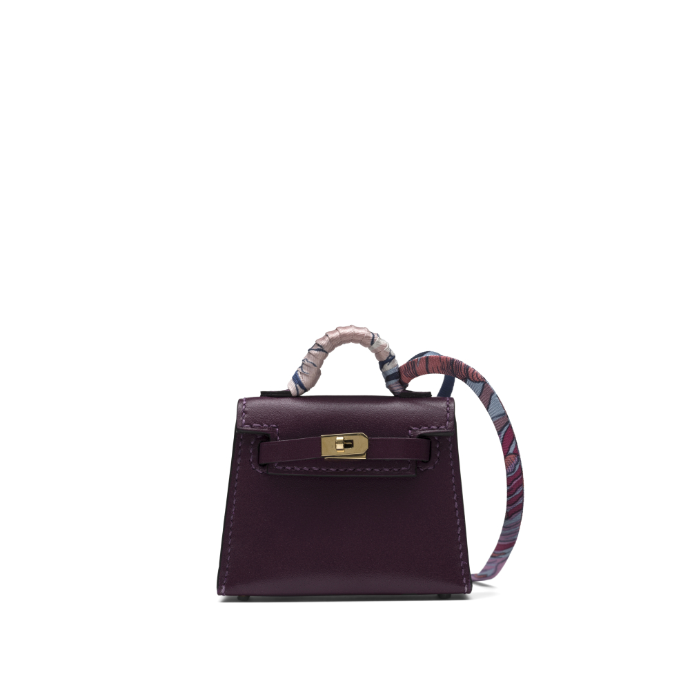 Anemone Tadelakt Mini Twilly Kelly Bag Charm Gold Hardware, 2022
