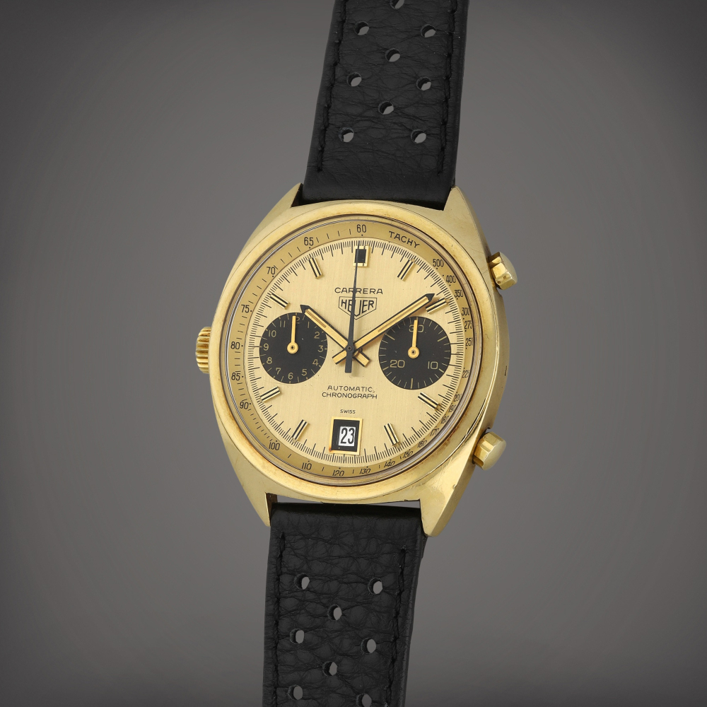 Carrera Reference 1158 CNH  A yellow gold chronograph wristwatch with date  Circa 1964    Carrera 1158CNH  1964