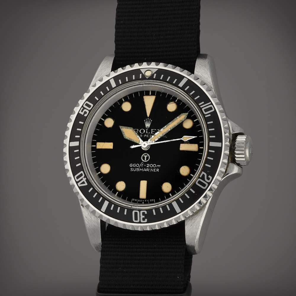 Full Spec' Military Submariner, Reference 5517 | A stainless steel wristwatch with fixed bar lugs and military engravings | Circa 1978