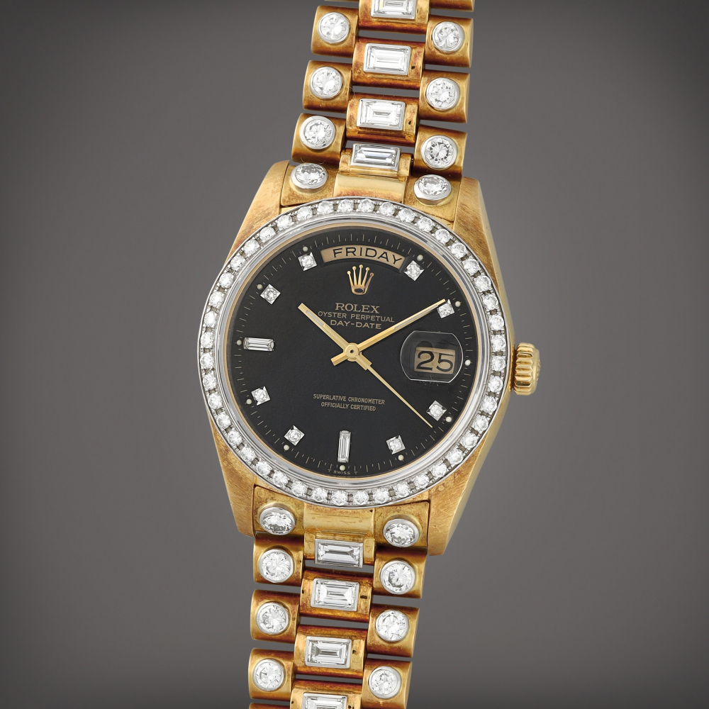Day-Date 'Octopus', Reference 18048 A yellow gold and diamond-set wristwatch with day, date and bracelet Circa 1981