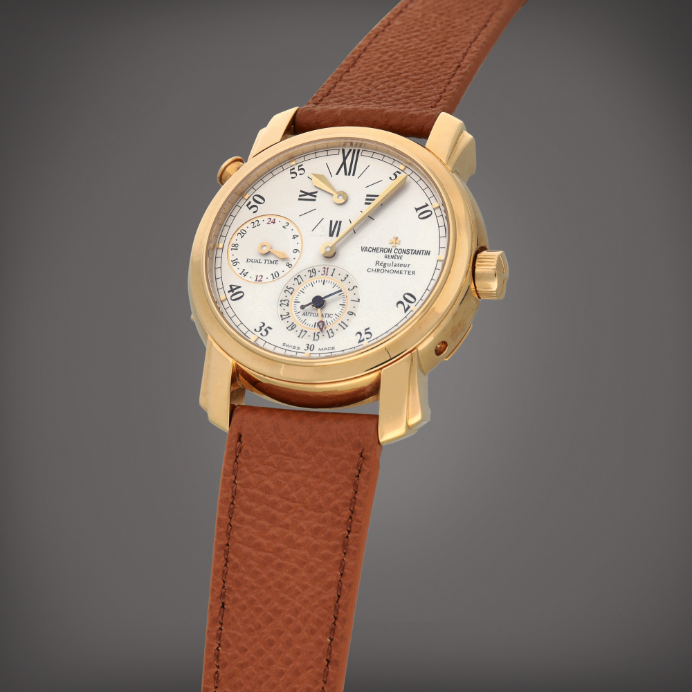 Malte Régulateur, Reference 42005 | A yellow gold dual time zone wristwatch with date, 24 hour indication and regulator dial | Circa 2005