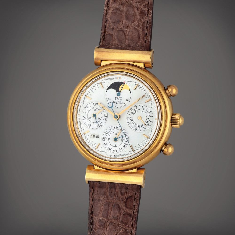 Da Vinci, Reference 3750 | A yellow gold perpetual calendar chronograph wristwatch with moon phases and year indication | Circa 1993