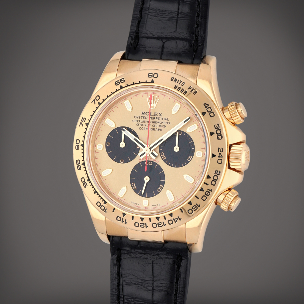 Rolex

Daytona, Reference 116518 | A yellow gold chronograph wristwatch | Circa 2003