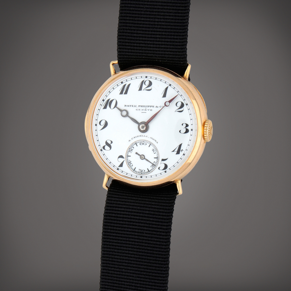 Patek Philippe

Retailed by A. Cairelli Roma: A yellow gold officer wristwatch | Circa 1921