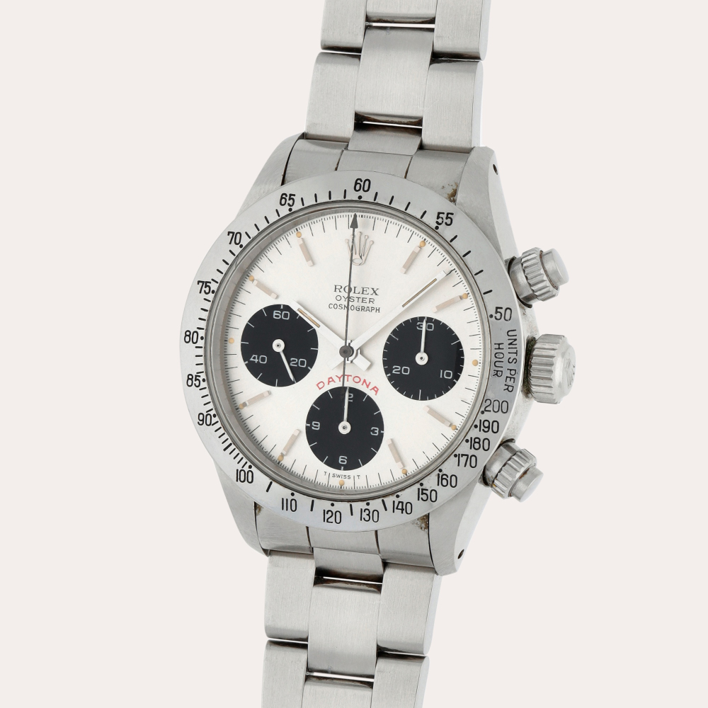 Rolex Daytona 'Big Red', Reference 6265 | A stainless steel chronograph wristwatch with bracelet | Circa 1979