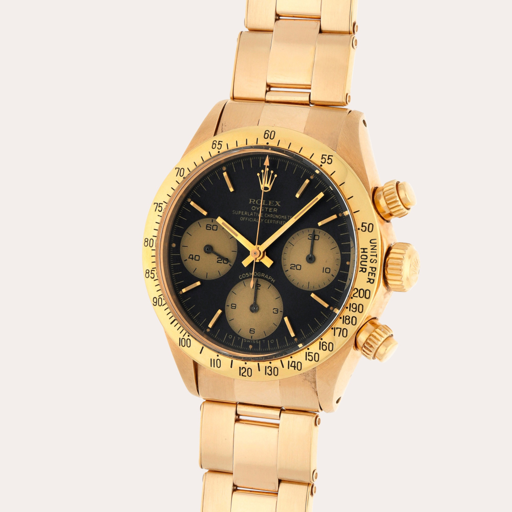 Rolex Daytona, Reference 6265 | A 14k yellow gold chronograph wristwatch with bracelet | Circa 1978