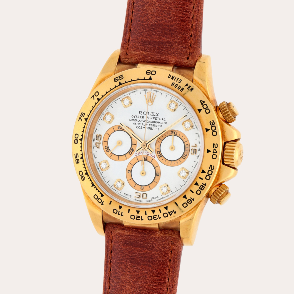 Rolex Daytona 'Zenith', Reference 16518 | A yellow gold and diamond-set chronograph wristwatch | Circa 1993