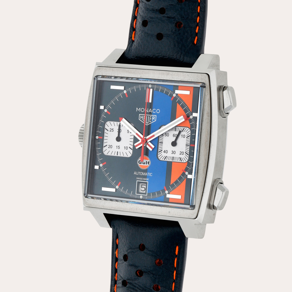 Tag Heuer Monaco 'Gulf', Reference CAW211R.FC6401 | A stainless steel chronograph wristwatch with date | Circa 2020