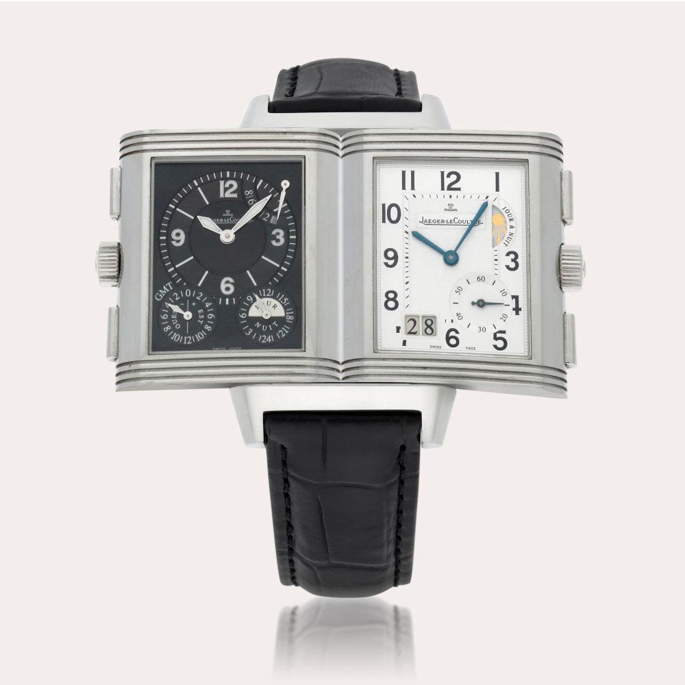Jaeger-LeCoultre Reverso Grande GMT, Reference 240.8.18 | A stainless steel dual time zone wristwatch with digital date display, GMT, dual day/night, 24-hour and power reserve indication | Circa 2007