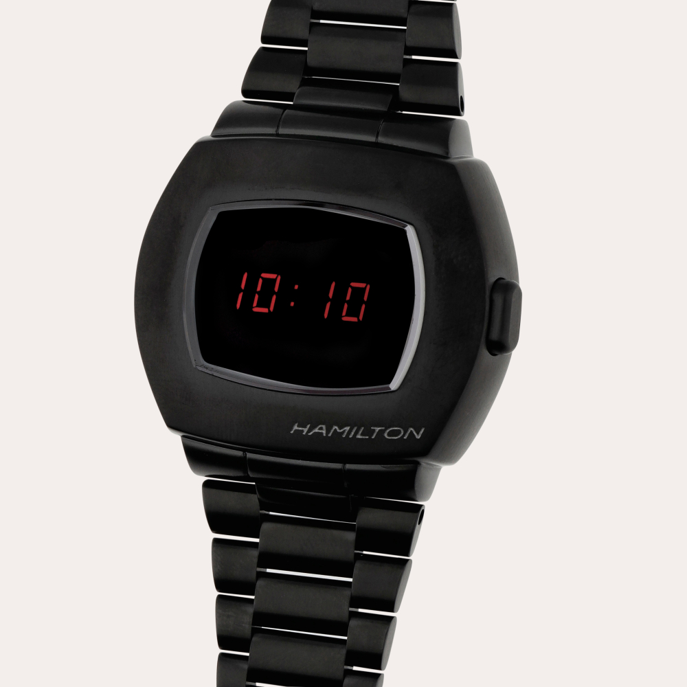 Hamilton American Classic PSR Digital Quartz, Reference H52404130 | A black PVD-coated stainless steel digital wristwatch with bracelet | Circa 2022