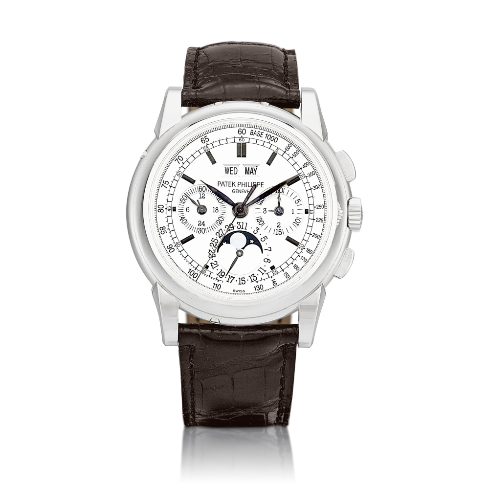 Reference 5970  A white gold perpetual calendar chronograph wristwatch with day date moon phases 24 hours and leap year indication Circa 2006    5970  242006