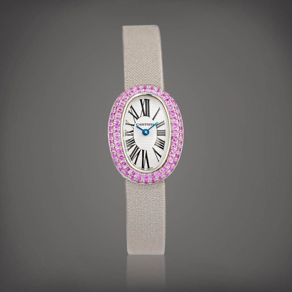 Mini Baignoire Reference 2369  A white gold and pink sapphireset wristwatch Circa 2002    Mini Baignoire 2369  2002