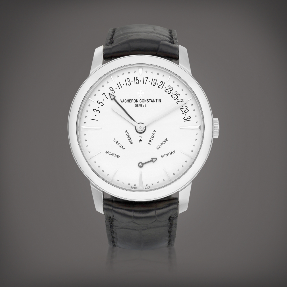 Patrimony Reference 86020  A white gold wristwatch with retrograde day and date Circa 2009    Patrimony 86020  2009
