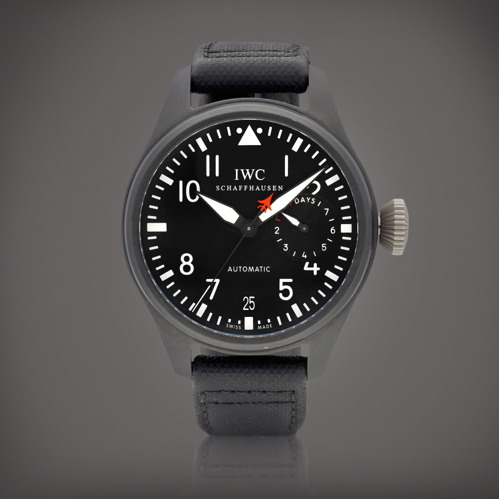 Big Pilot Top Gun Reference IW501901  A black ceramic wristwatch with date and power reserve indication Circa 2016     Top Gun IW501901  2016