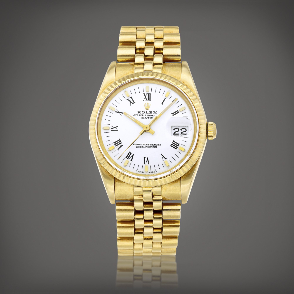 Oyster Perpetual Date Reference 15037  A yellow gold wristwatch with date and bracelet Circa 1987    Oyster Perpetual Date 15037  1987
