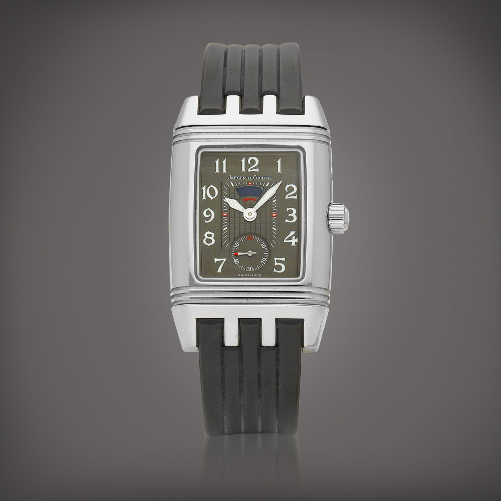 Reverso Reference 296874  A stainless steel and diamondset reversible dual time zone wristwatch with day and night indication Circa 2000    Reverso 296874  2000