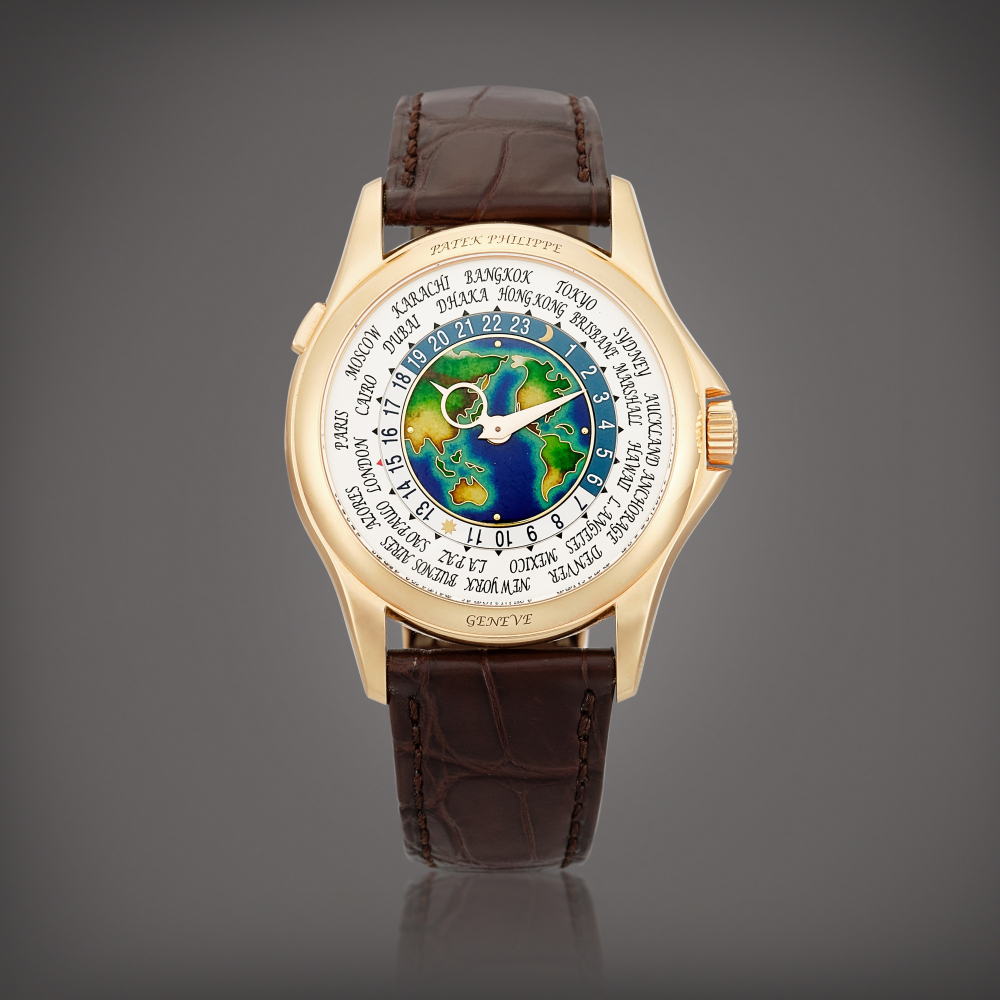 Reference 5131  A pink gold world time wristwatch with cloisonn enamel dial Circa 2016
