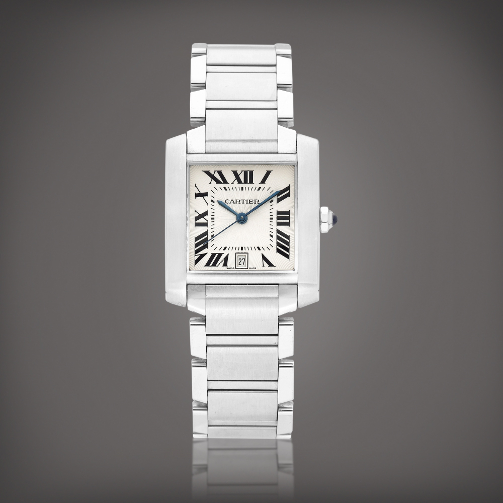 Tank Franaise Reference 2302  A stainless steel wristwatch with date and bracelet Circa 2002    Tank Franaise 2302  2002