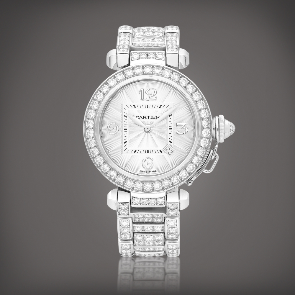 Pasha Reference 2398  A white gold and diamondset wristwatch with date and bracelet Circa 2000    PASHA 2398  2000