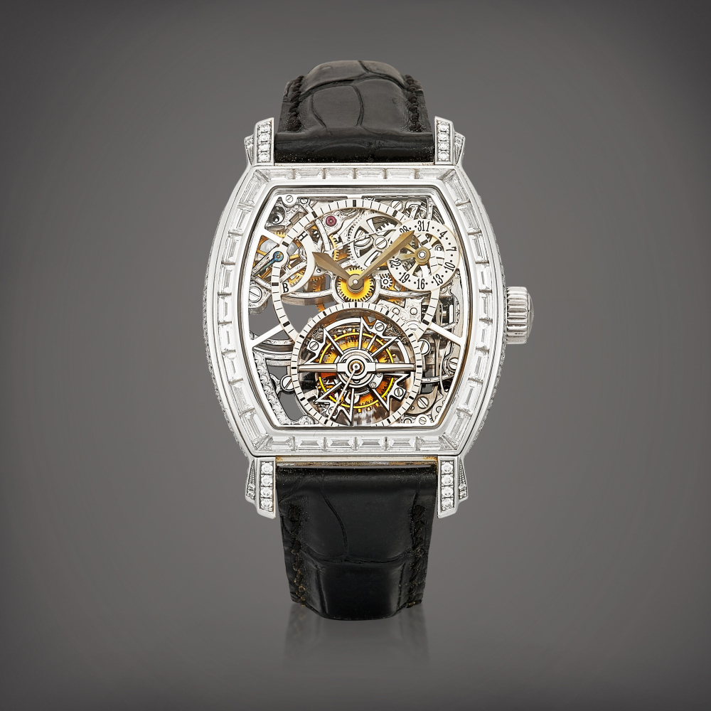 Malte Tourbillon Reference 30669  A platinum and diamondset skeletonised tourbillon wristwatch with date and power reserve indication Made in 2007    MALTE TOURBILLON 30669  2007