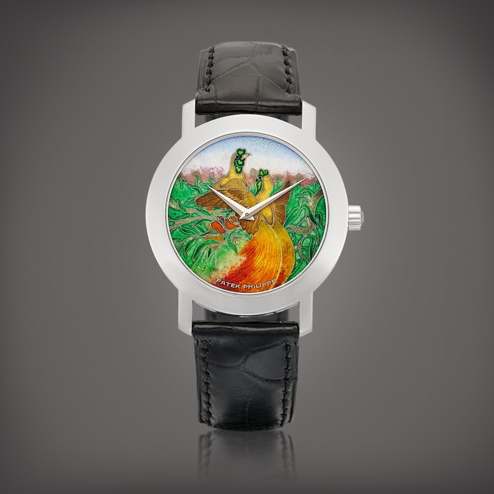 Birds of Paradise Reference 5075  A limited edition white gold wristwatch with cloisonn enamel dial Circa 2002    BIRDS OF PARADISE 5075  2002