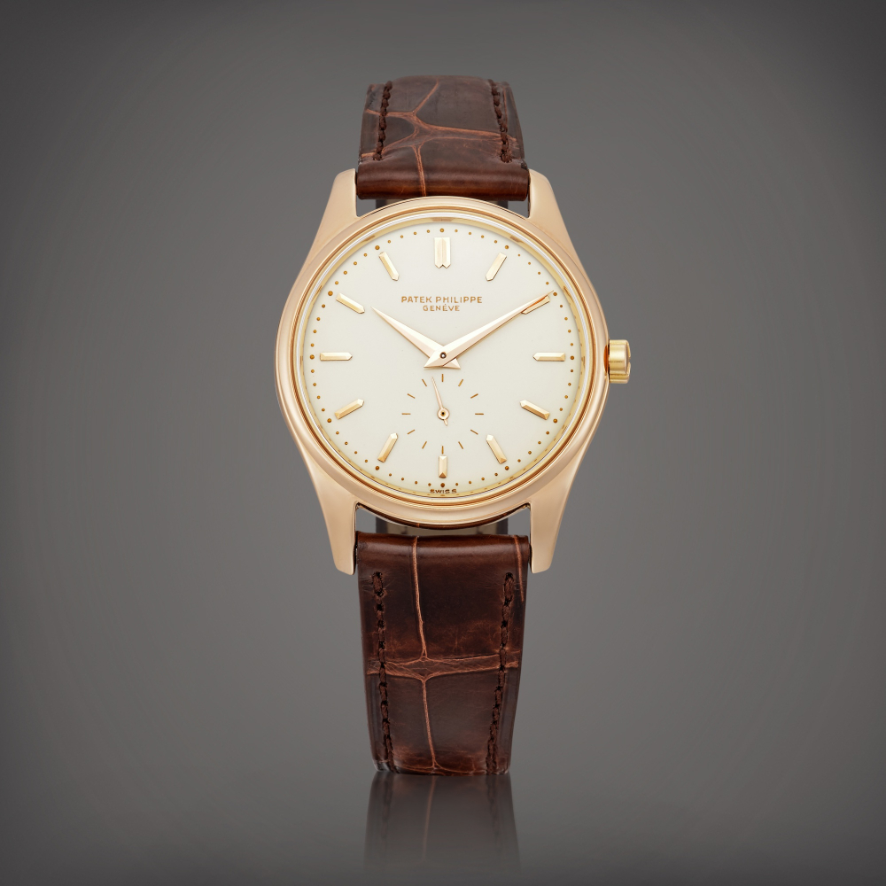 Reference 3428  A pink gold wristwatch with enamel dial Made in 1962    3428  1962