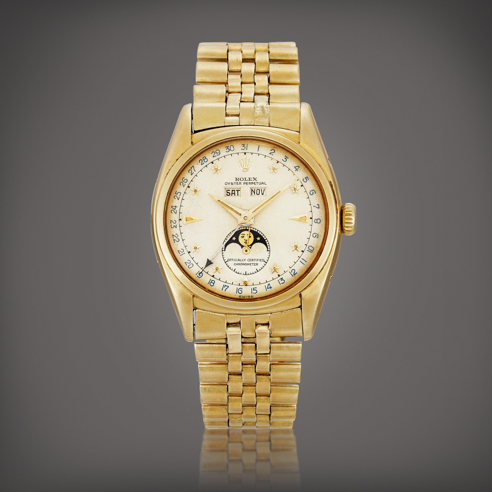 Reference 6062 The Nishiki Star  A fresh to the market yellow gold triple calendar wristwatch with moon phases Circa 1953    6062 THE NISHIKI STAR  1953