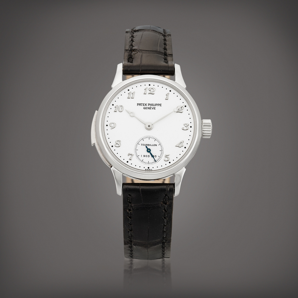 Reference 3939  A platinum minute repeating tourbillon wristwatch with enamel dial Circa 2010    3939  2010