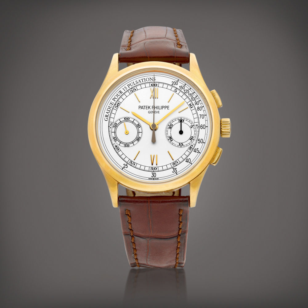 Reference 5170  A yellow gold chronograph wristwatch with pulsation scale Circa 2011   5170  2011
