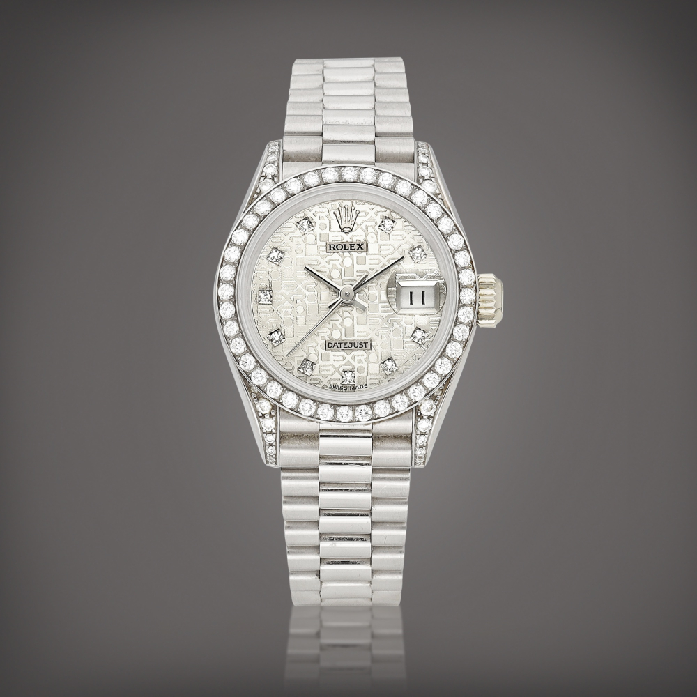 DateJust Reference 69159  A white gold and diamondset wristwatch with date and bracelet Circa 1991    DateJust 69159  1991