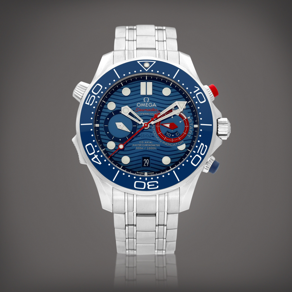 Seamaster Diver 300m Americas Cup Reference 21030445103002  A stainless steel regatta countdown chronograph wristwatch with date and bracelet Circa 2021    300  21030445103002  2021