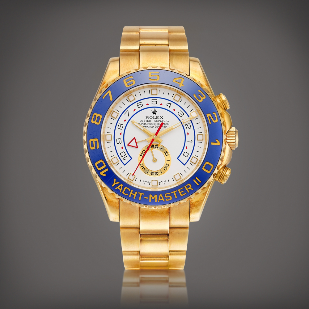 PROPERTY FROM A NOTABLE COLLECTOR  Rolex  Yacht-Master II, Reference 116688 A heavy yellow gold regatta countdown chronograph wristwatch with bracelet, Circa 2008 