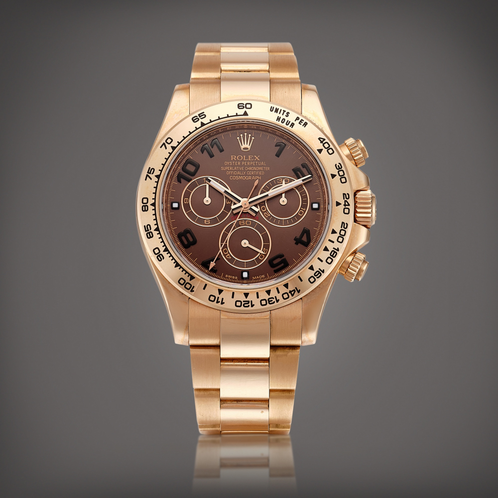 PROPERTY FROM A NOTABLE COLLECTOR  Rolex  Cosmograph Daytona, Reference 116505 A Everose gold chronograph wristwatch with bracelet, Circa 2015 